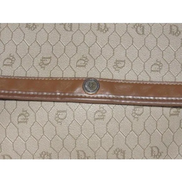 Vintage Dior XL Fold-over Clutch in Dior's Honeycomb Print Coated Canvas in Shades Of Brown