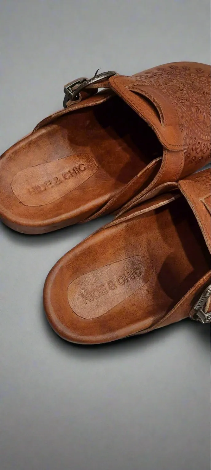 Western Buckle Boho Clogs