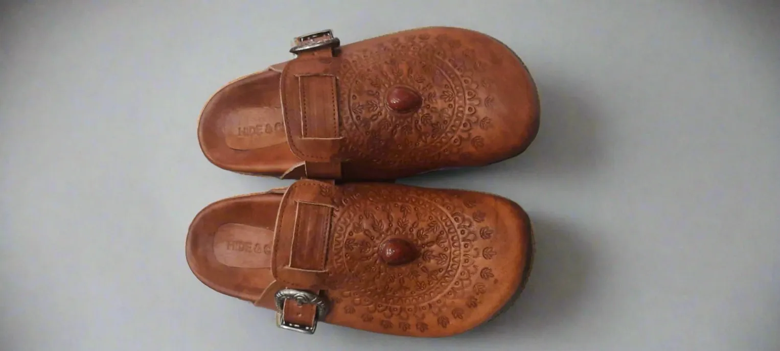 Western Buckle Boho Clogs