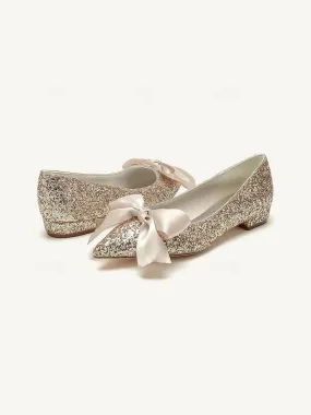 Women's Wedding Shoe Flats Bowknot Flat Heel Low Heel Pointed Toe Bridal Shoes