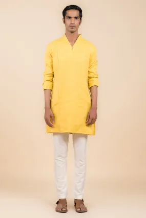 Yellow Ochre Kurta With Jaali Detailing