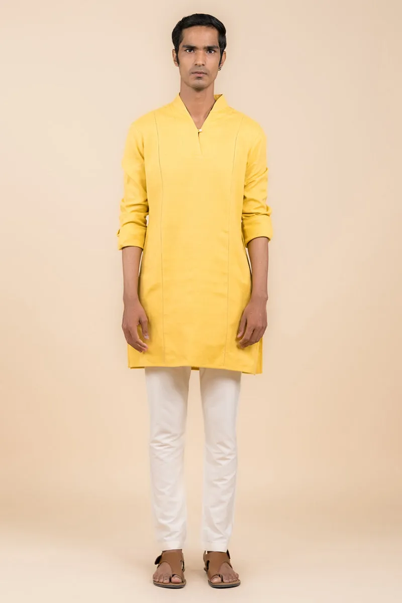 Yellow Ochre Kurta With Jaali Detailing